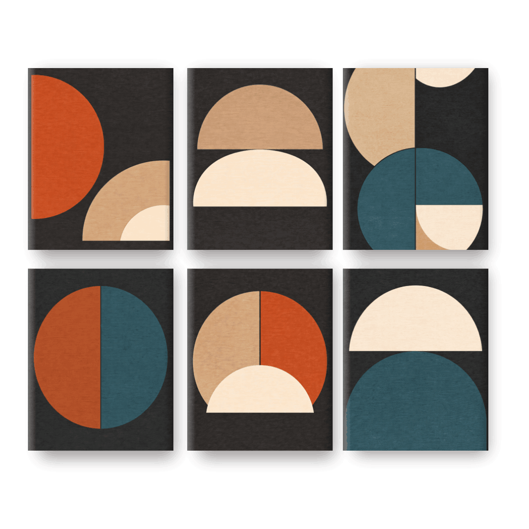 6 Mini Paintings - Modern Shapes Set