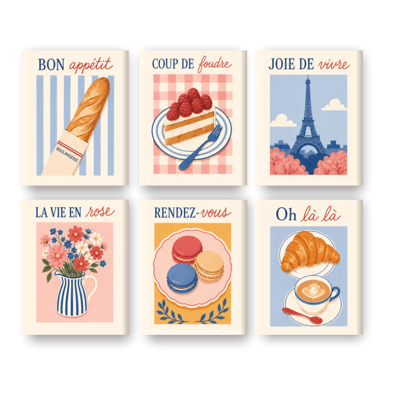 6 Mini Paintings - La Vie en Rose Set