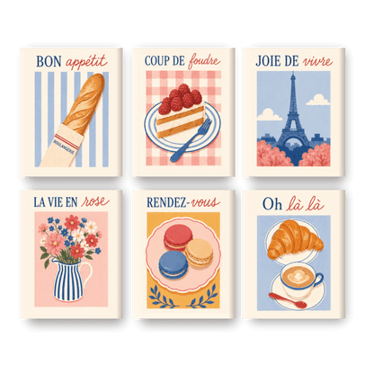 6 Mini Paintings - La Vie en Rose Set