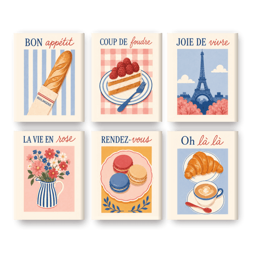 6 Mini Paintings - La Vie en Rose Set