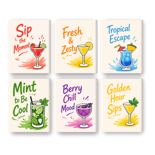 6 Mini Paintings - Cocktail Quotes Set
