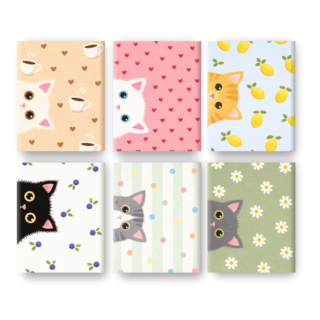 6 Mini Paintings - Curious Cats Set