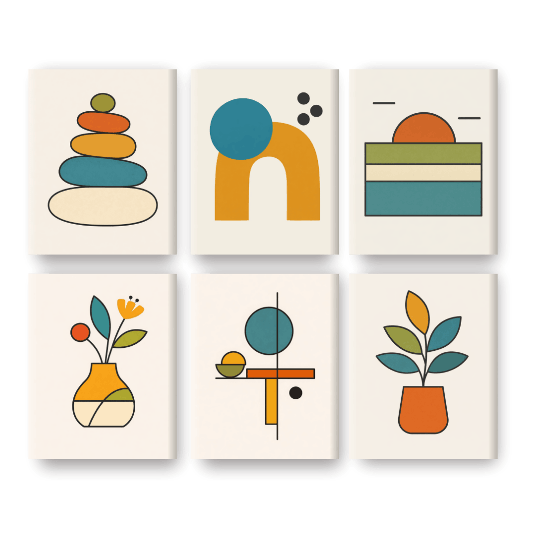 6 Mini Paintings - Scandinavian Shapes Set
