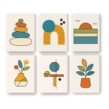6 Mini Paintings - Scandinavian Shapes Set