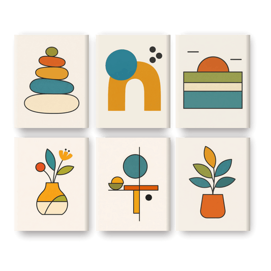 6 Mini Paintings - Scandinavian Shapes Set