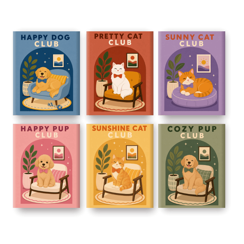 6 Mini Paintings - Dogs & Cats Club Set
