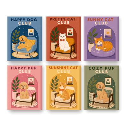 6 Mini Paintings - Dogs & Cats Club Set