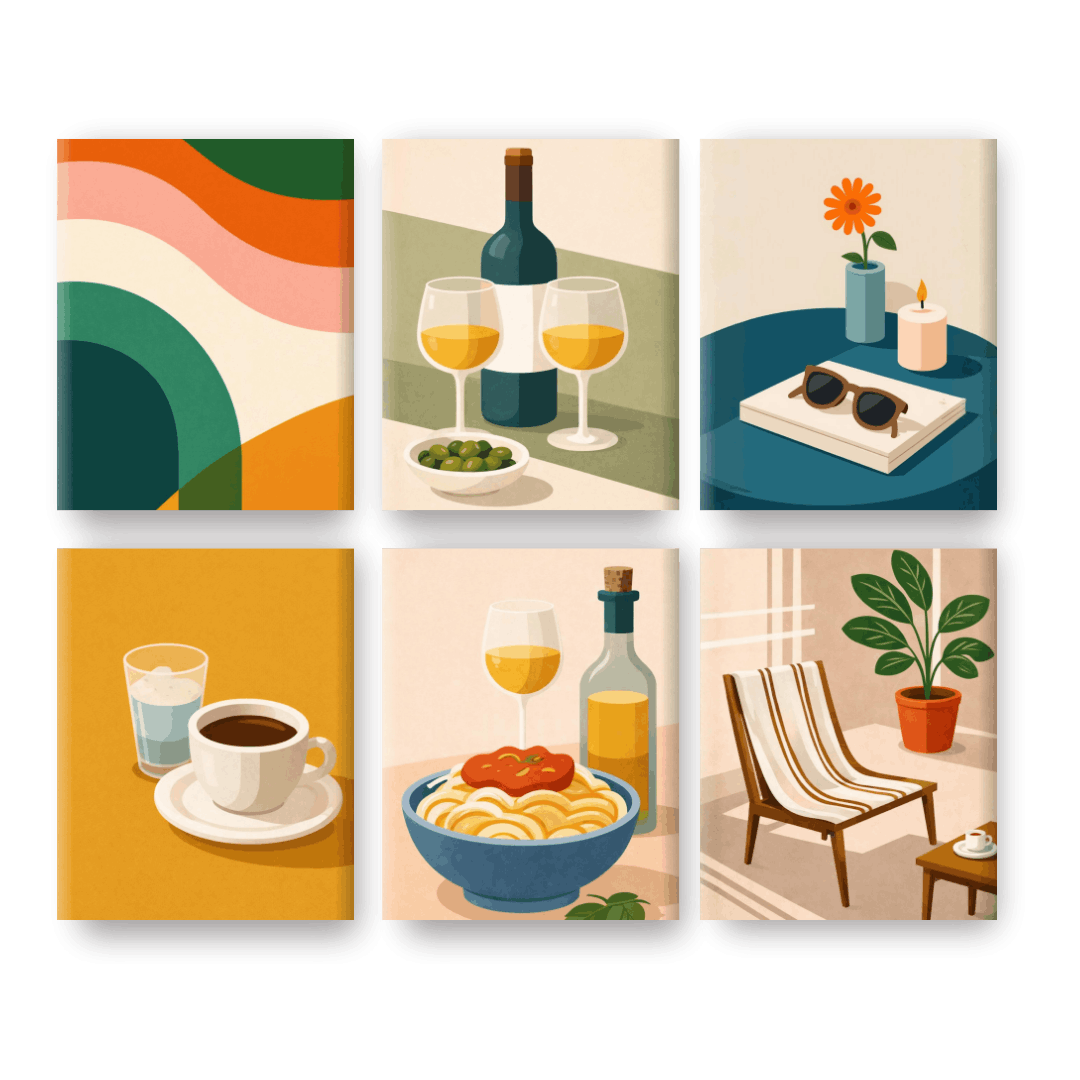 6 Mini Paintings - Sunny Kitchen Set