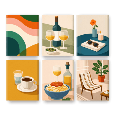 6 Mini Paintings - Sunny Kitchen Set