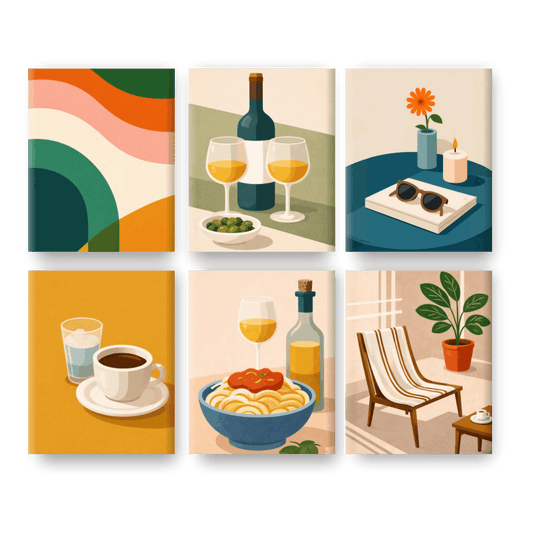 6 Mini Paintings - Sunny Kitchen Set