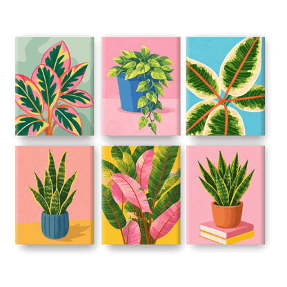 6 Mini Paintings - Beautiful Plants Set