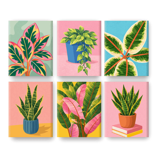 6 Mini Paintings - Beautiful Plants Set