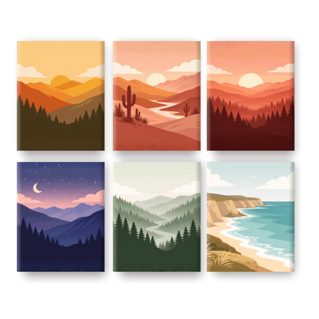 6 Mini Paintings - Gorgeous Landscapes Set