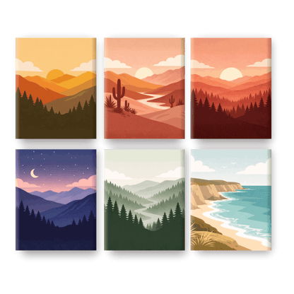 6 Mini Paintings - Gorgeous Landscapes Set