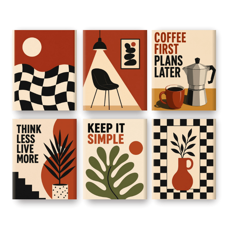 6 Mini Paintings - Retro Modern Set