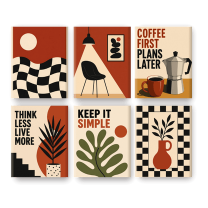 6 Mini Paintings - Retro Modern Set