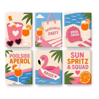 6 Mini Paintings - Aperol Bachelorette Set