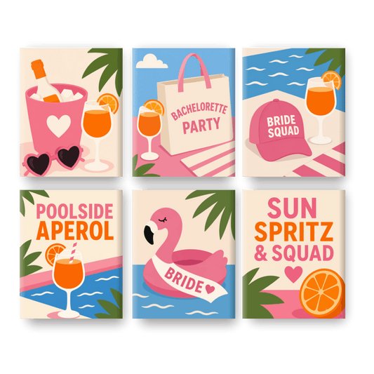 6 Mini Paintings - Aperol Bachelorette Set