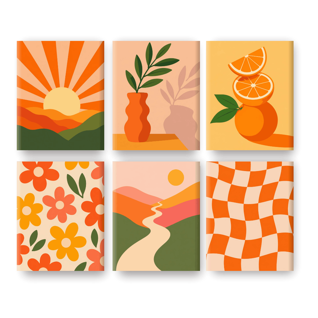 6 Mini Paintings - Golden Citrus Set