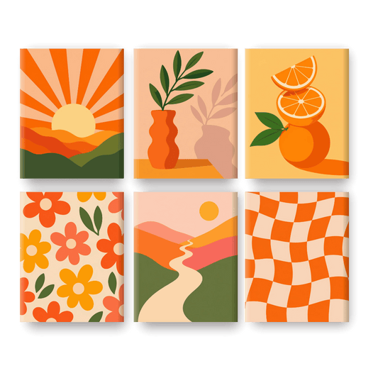 6 Mini Paintings - Golden Citrus Set