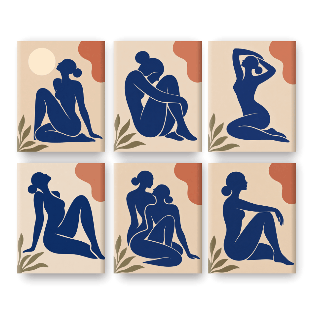 6 Mini Paintings -  La Femme Set