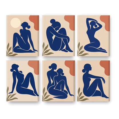 6 Mini Paintings -  La Femme Set