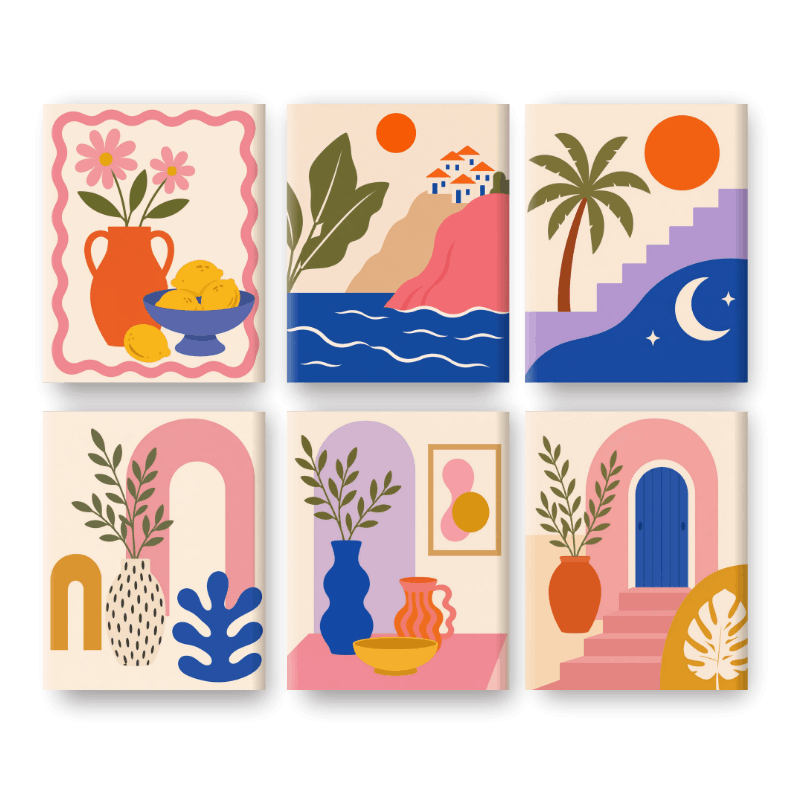 6 Mini Paintings - Pink Arches Set