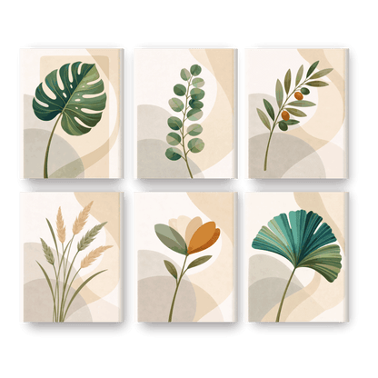 6 Mini Paintings - Botanical Set