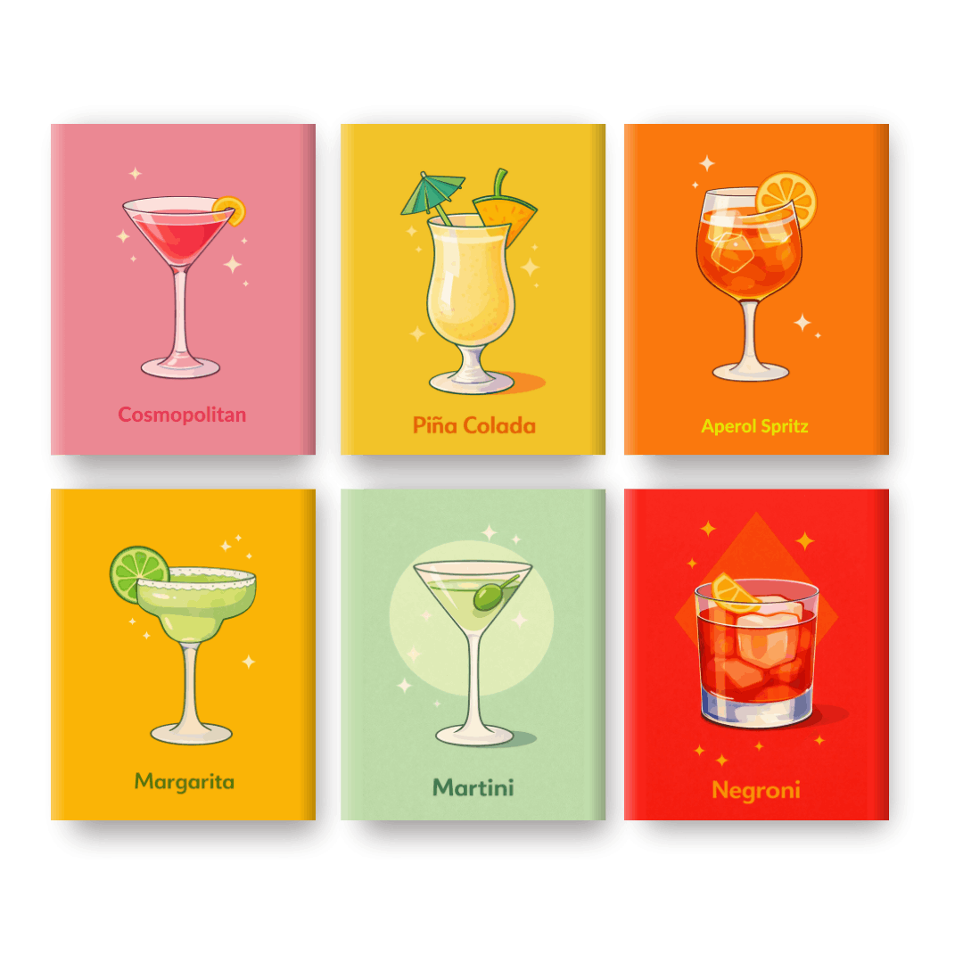 6 Mini Paintings - Happy Hour Set
