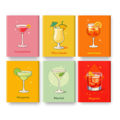 6 Mini Paintings - Happy Hour Set