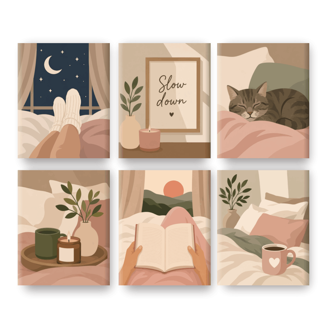 6 Mini Paintings -  Home Comfort Set