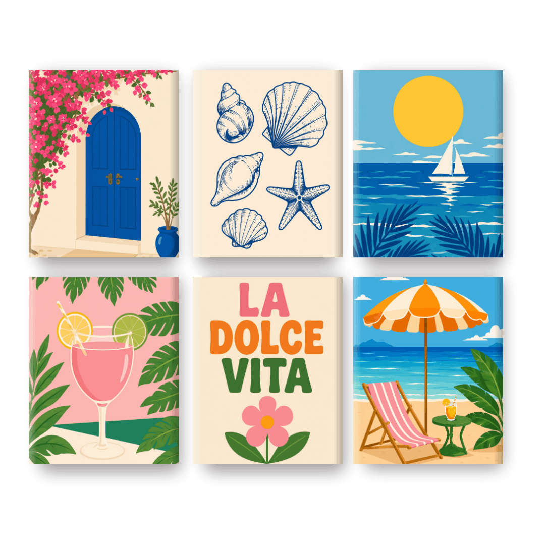 6 Mini Paintings -  Blue Horizon Set
