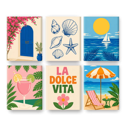 6 Mini Paintings -  Blue Horizon Set