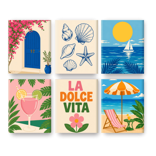 6 Mini Paintings -  Blue Horizon Set