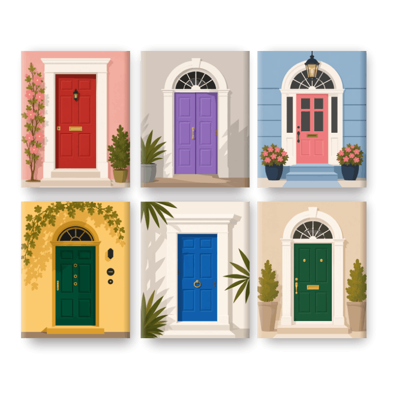 6 Mini Paintings - Doors Set