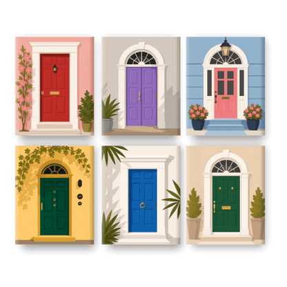 6 Mini Paintings - Doors Set