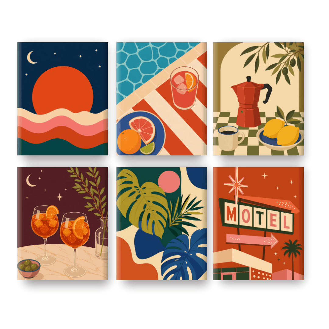 6 Mini Paintings - Evening Glow Set