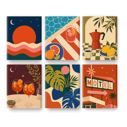 6 Mini Paintings - Evening Glow Set