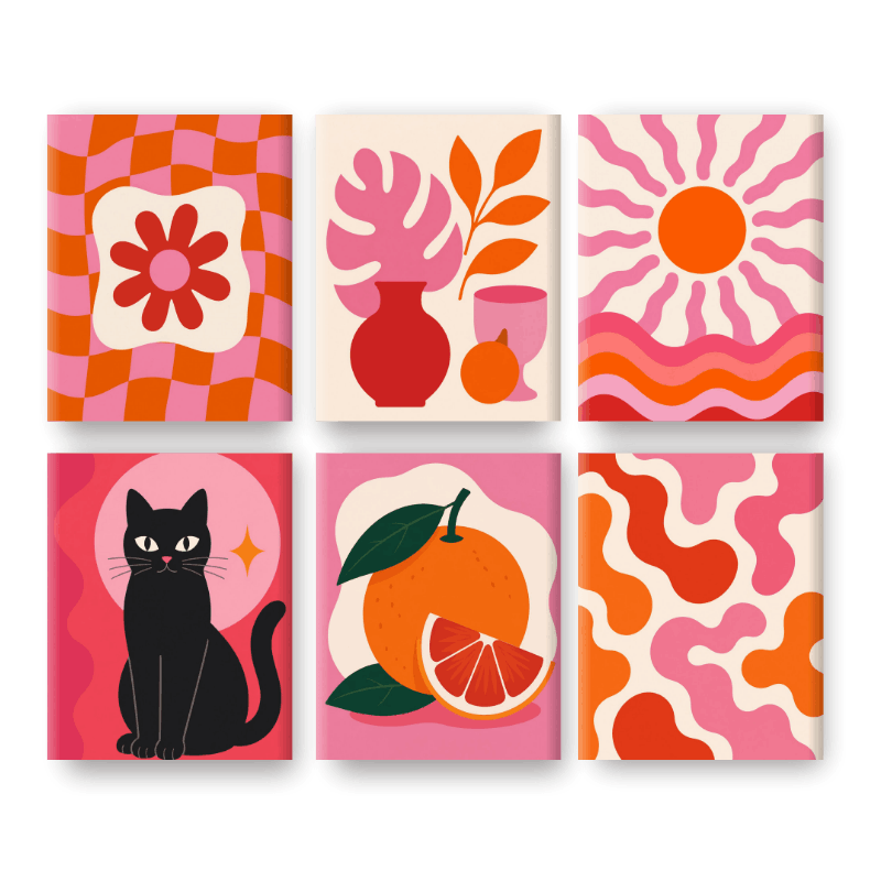 6 Mini Paintings - Retro Glow Set