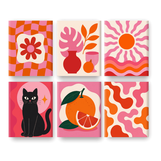 6 Mini Paintings - Retro Glow Set