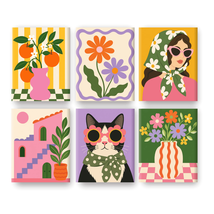 6 Mini Paintings - Daisy Girl Set
