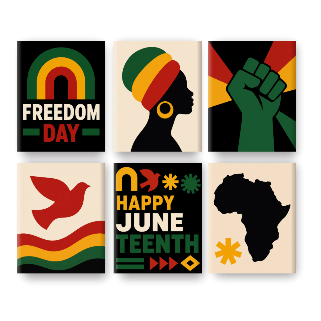 6 Mini Paintings - Happy Juneteenth Set