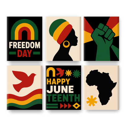 6 Mini Paintings - Happy Juneteenth Set