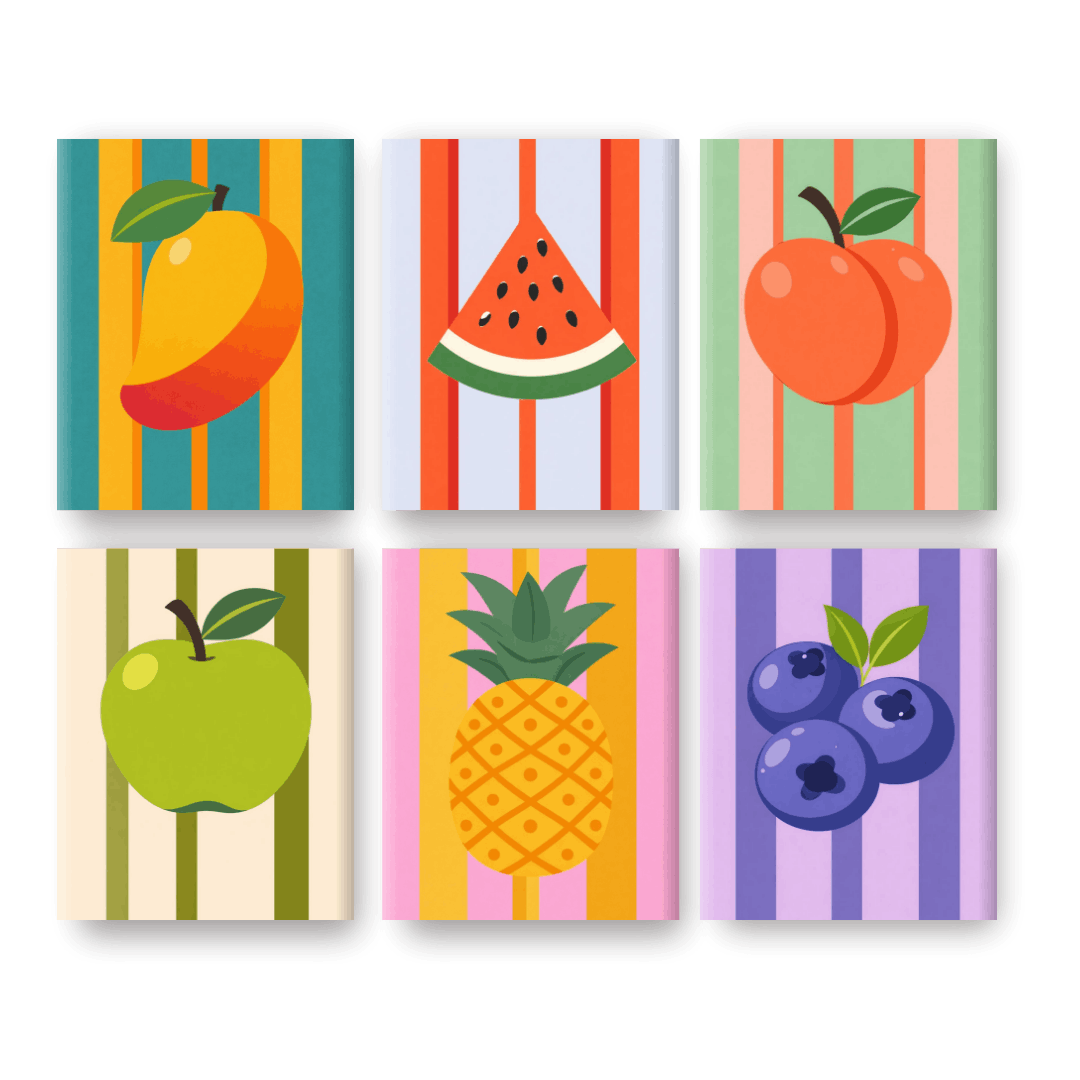 6 Mini Paintings - Gorgeous Fruit Set