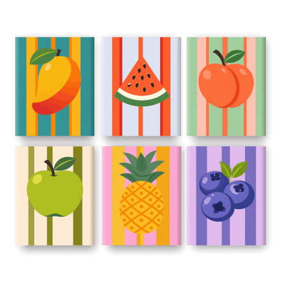 6 Mini Paintings - Gorgeous Fruit Set