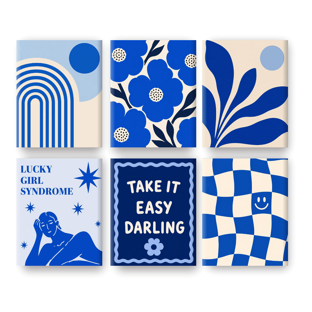 6 Mini Paintings - Coastal Blue Set