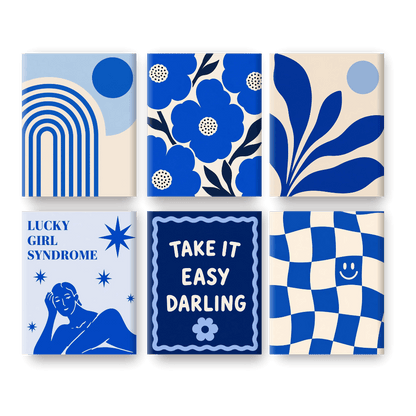 6 Mini Paintings - Coastal Blue Set