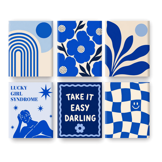 6 Mini Paintings - Coastal Blue Set