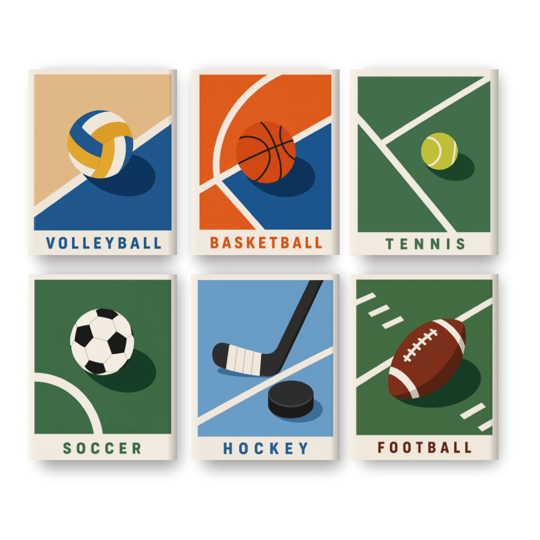 6 Mini Paintings - Sport Posters Set