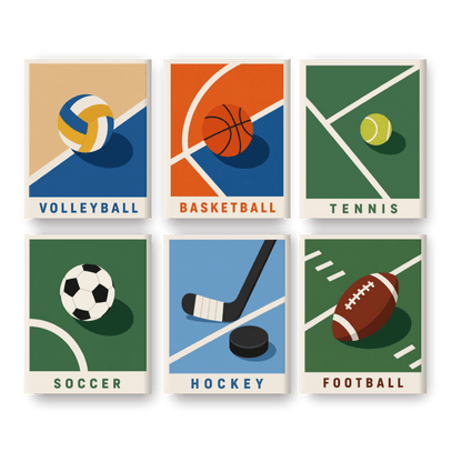 6 Mini Paintings - Sport Posters Set